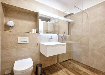 Ferienwohnung Binz bodengleiche Dusche Regendusche Design-Badezimmer